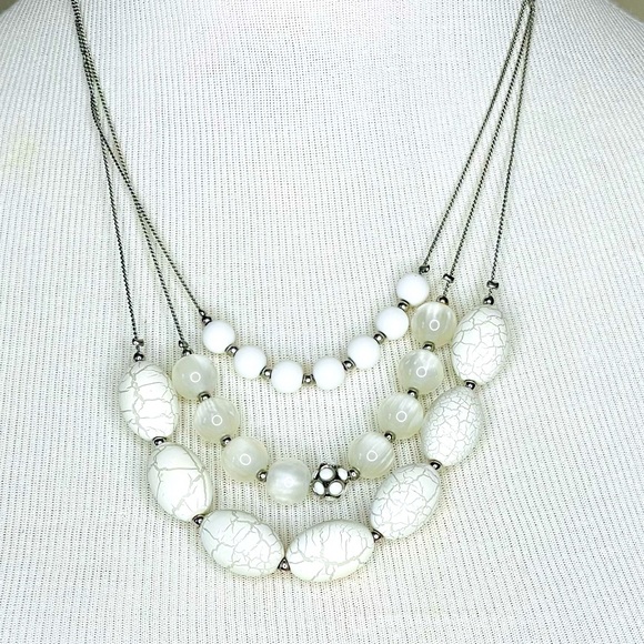 NY Collection Jewelry - NY Collection White Beaded Triple Strand Necklace